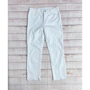 Frame Le High Straight Jeans Women 27 White Raw Hem High Rise